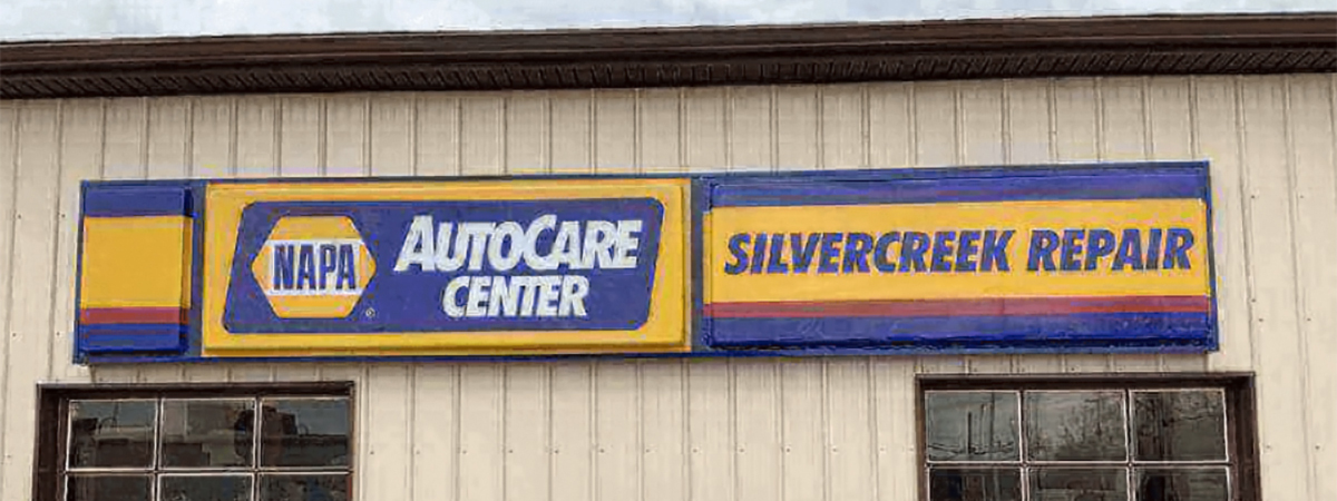 NAPA Auto Care Center sign on our shop | Silvercreek Repair